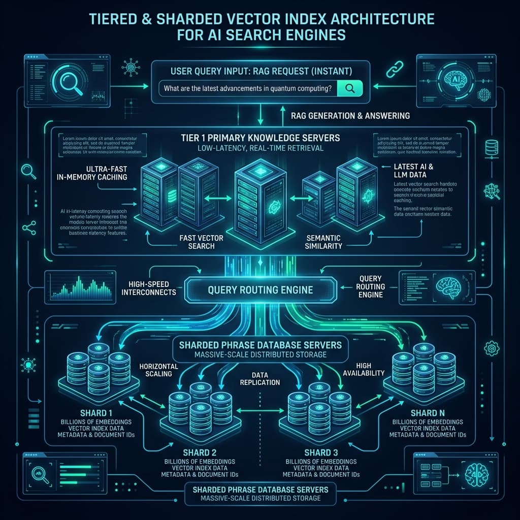 Tiered and Sharded Vector Index Architecture Diagram in GEO