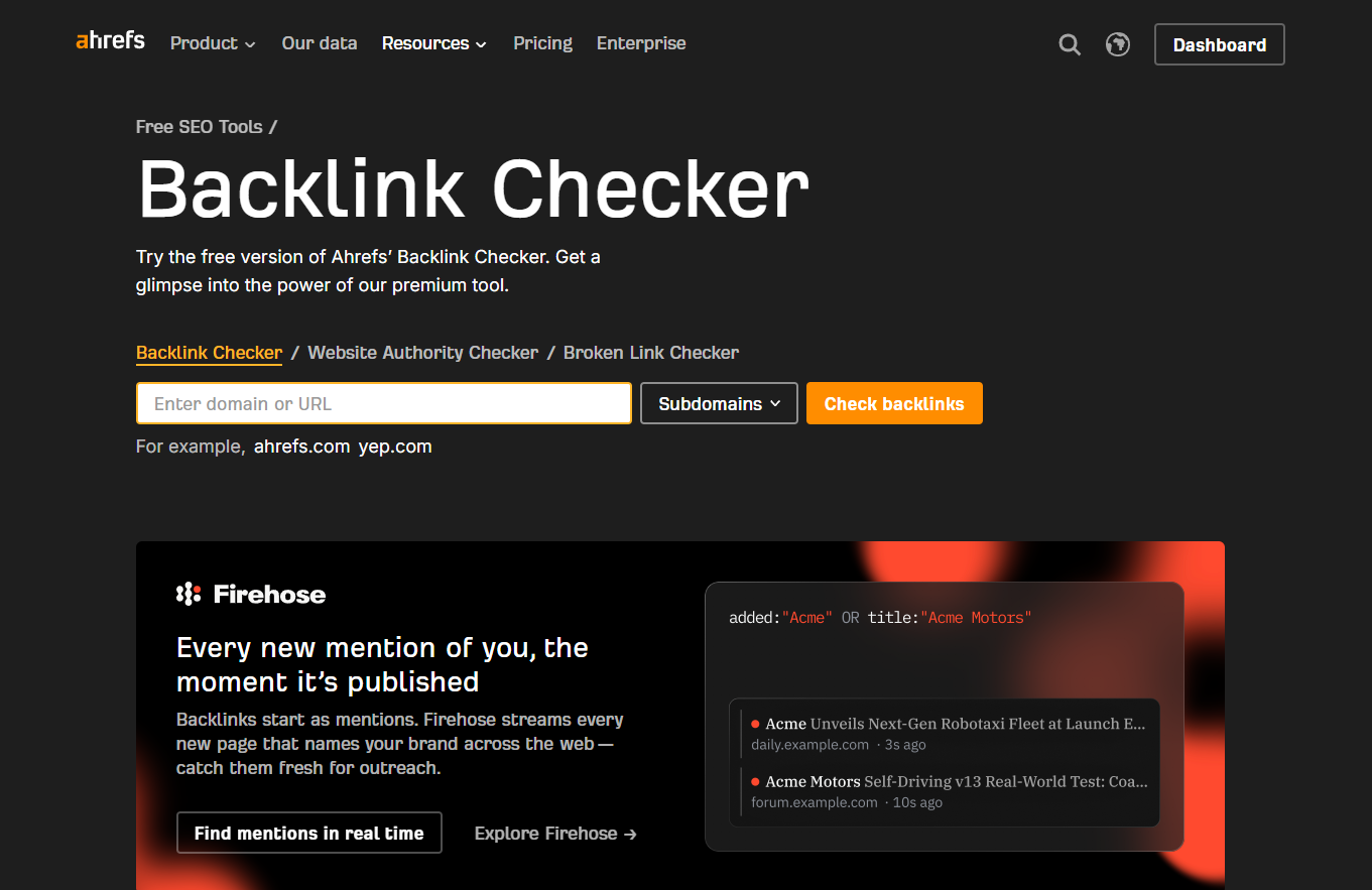 Ahrefs Backlink Checker Ekran Görüntüsü