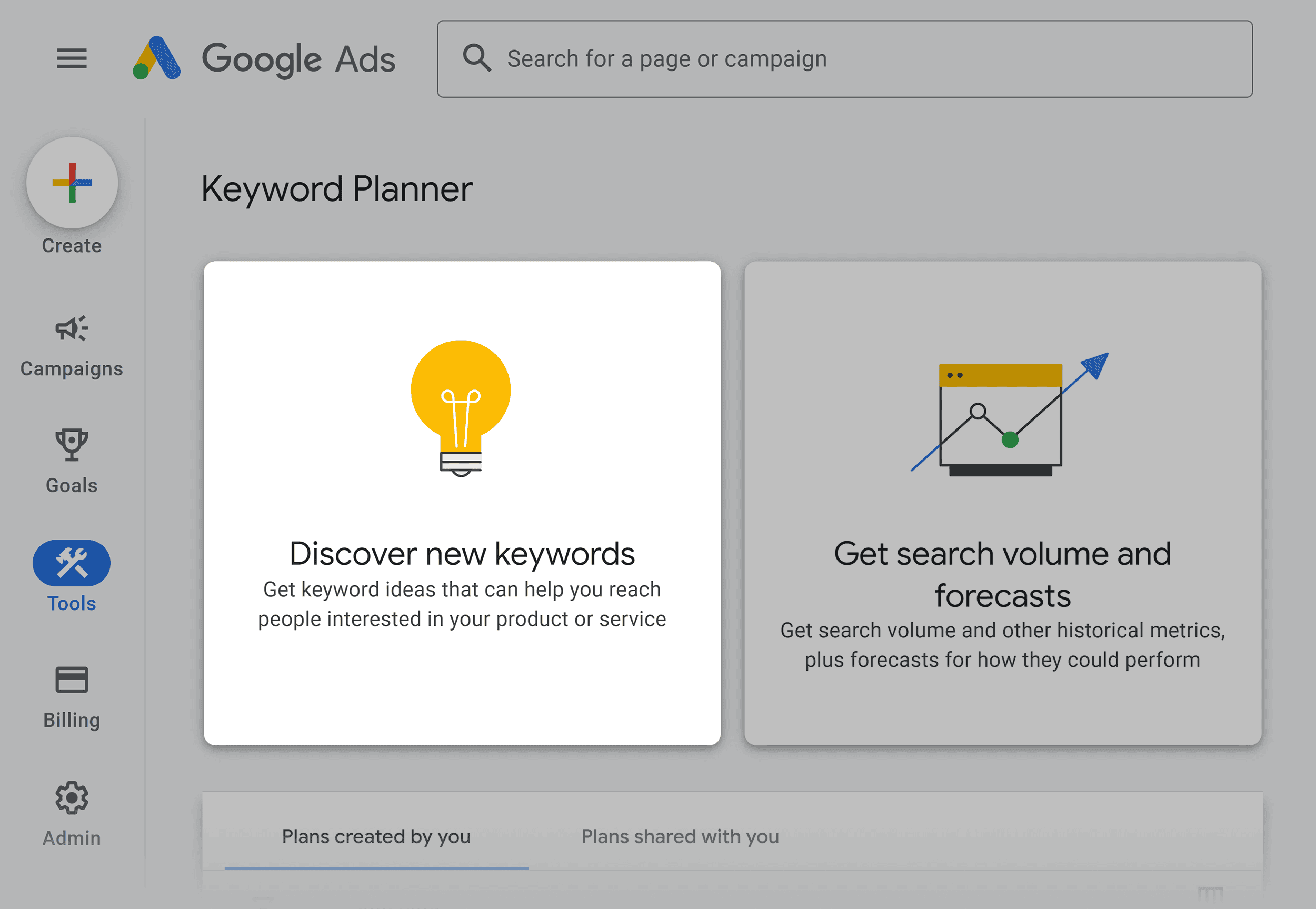 Google Keyword Planner Arayüzü Ekran Görüntüsü