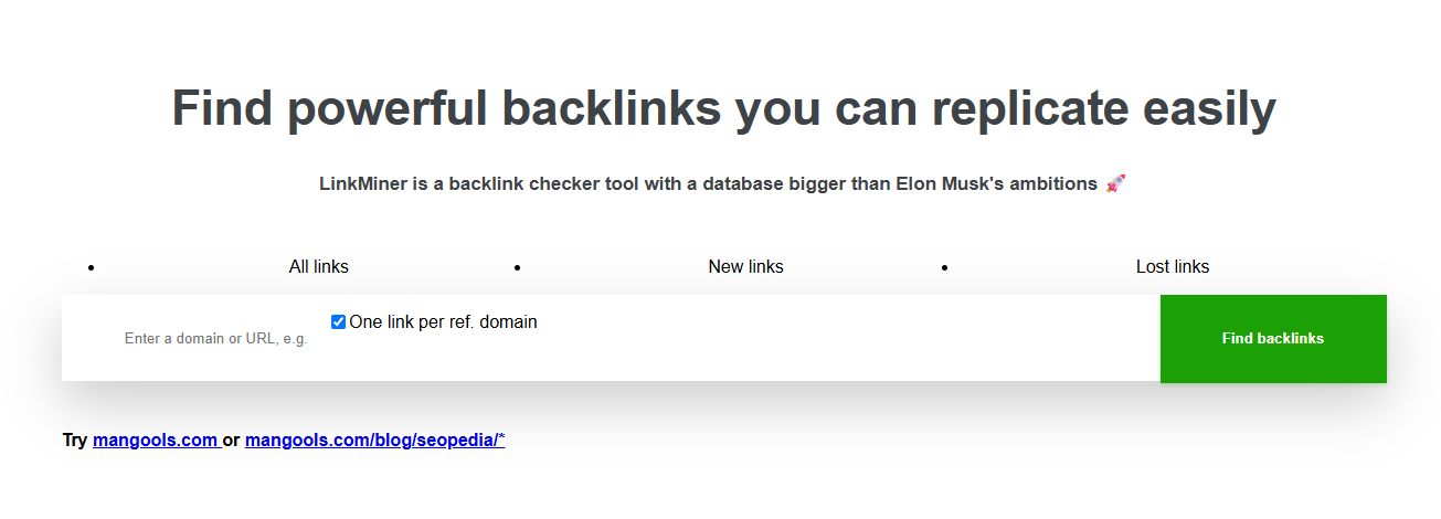 Mangools LinkMiner Ekran Görüntüsü
