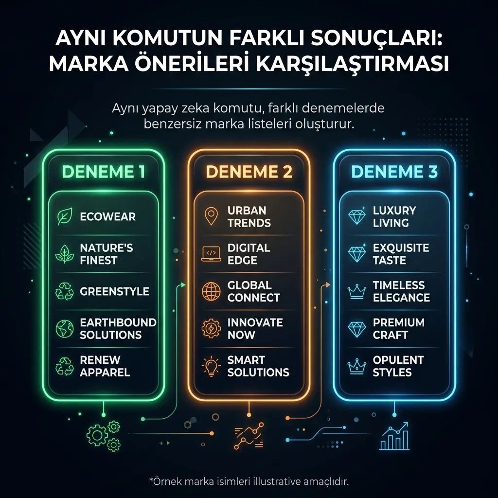 Aynı Sorgunun Farklı Denemelerindeki Marka Önerileri