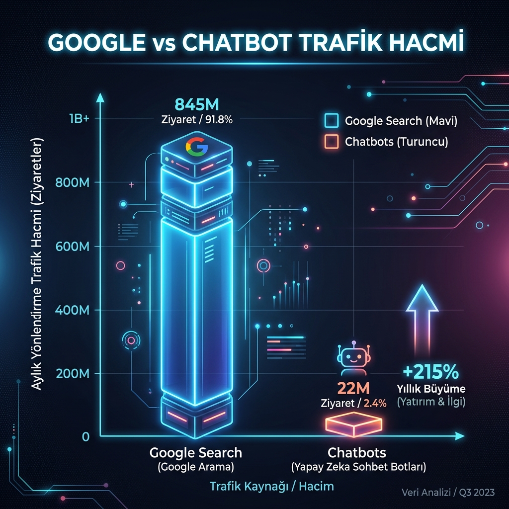 Chatbot Referral Trafiği ve Google Organik Trafik Karşılaştırması